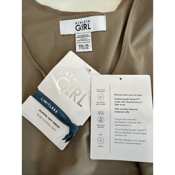 New Athleta Girl Size XXL 16 Robe School Day Dress Uniform Pockets Tan Lined - Picture 8 of 9
